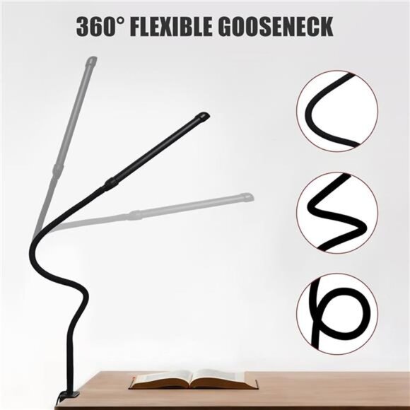 LED Desk Lamp with Clamp, Clamp Light with 30 Adjustable Color Modes, Clip on - Picture 6 of 7